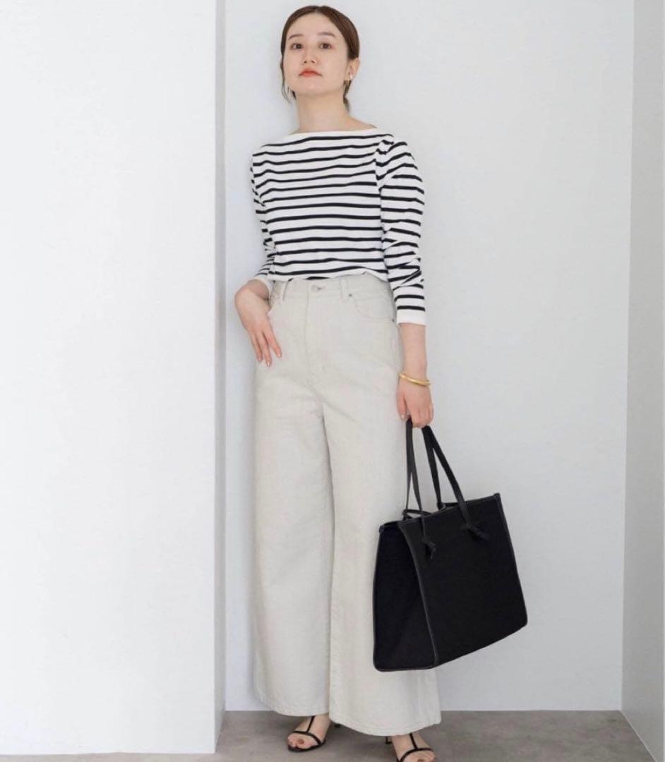 2025 イエナ SEATTLE度詰めボーダーボートネックニット