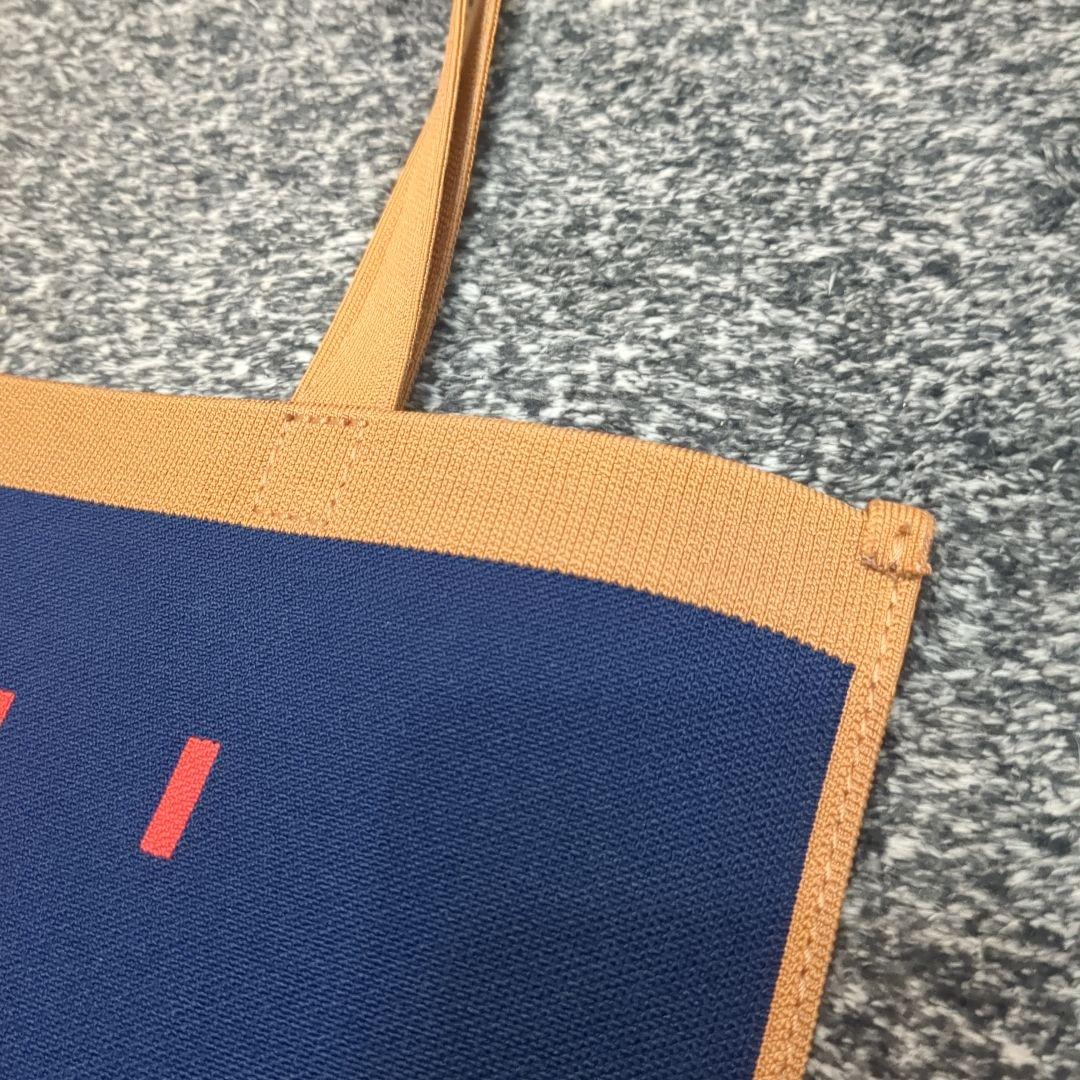 【マルニ】 ジャカードニット フラットショッピング トートバッグ