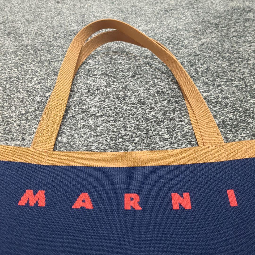 【マルニ】 ジャカードニット フラットショッピング トートバッグ