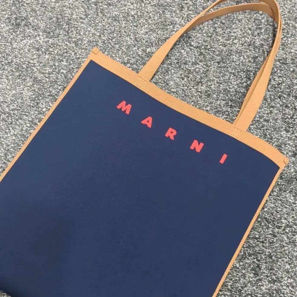 【マルニ】 ジャカードニット フラットショッピング トートバッグ