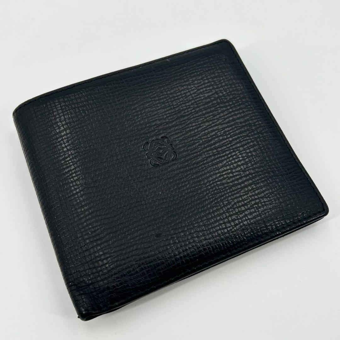ロエベ 折り財布 アナグラム ロゴ レザー ブラック メンズ
