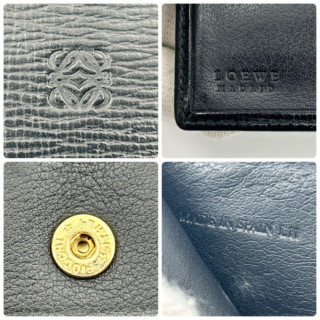 ロエベ 折り財布 アナグラム ロゴ レザー ブラック メンズ