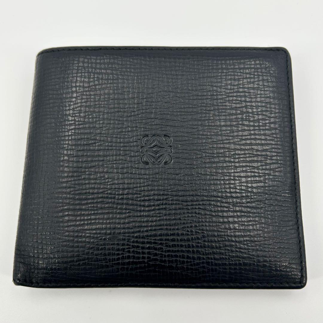 ロエベ 折り財布 アナグラム ロゴ レザー ブラック メンズ