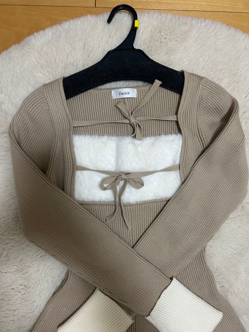 【専用出品】Darich リボンファーフレアニットミニワンピース