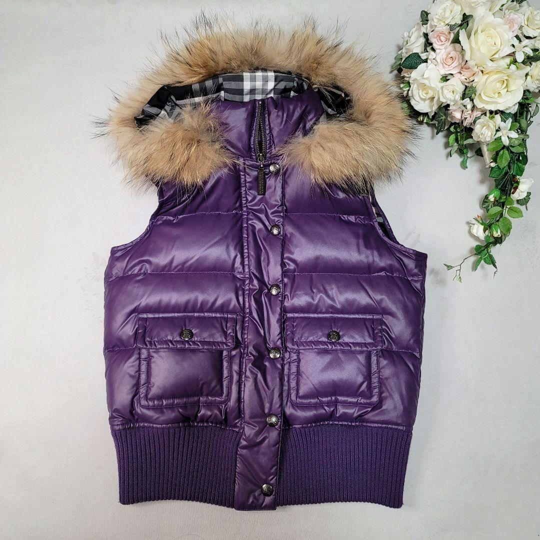 極美品☆BURBERRYバーバリーブルーレーベルノバチェック ダウンベスト
