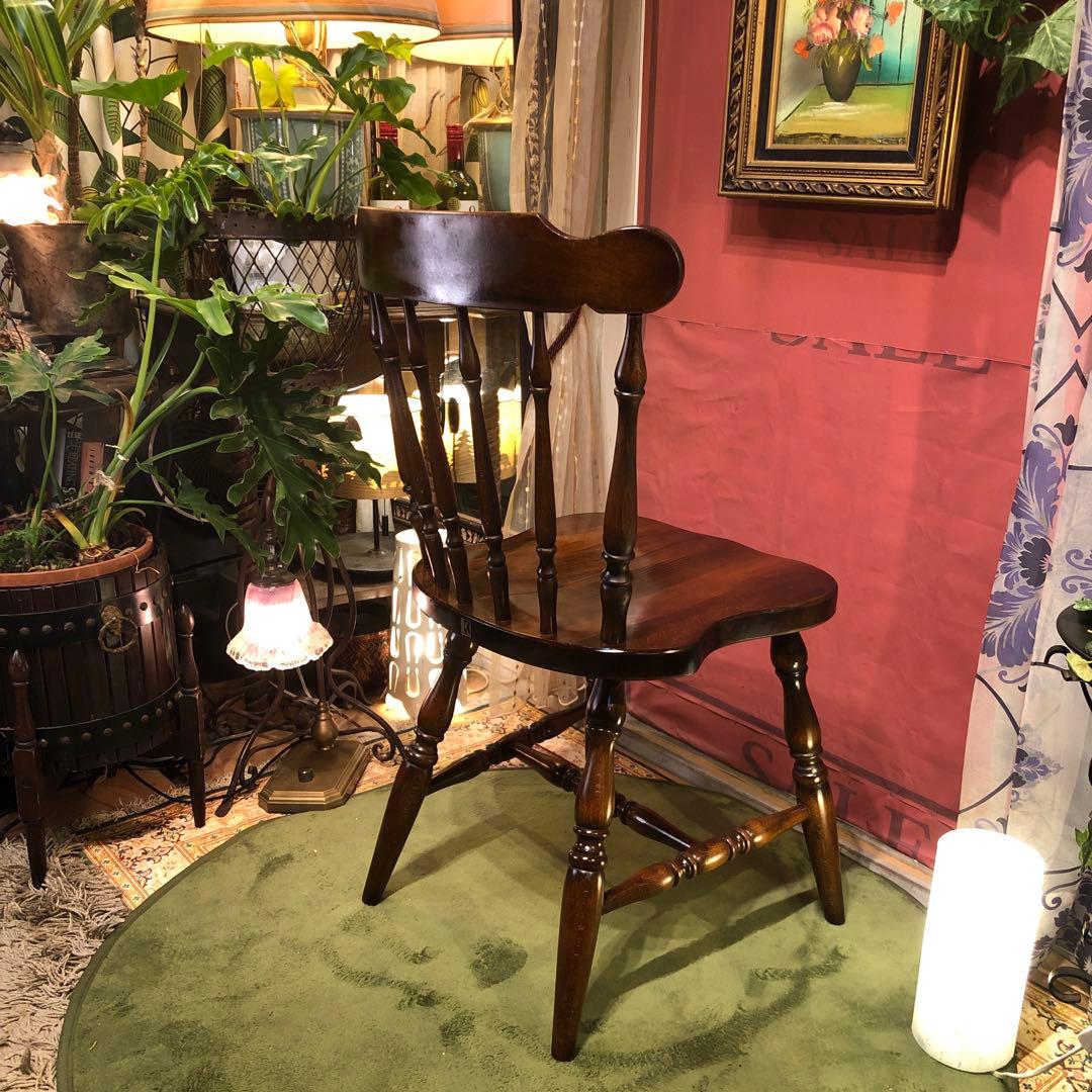 L ２-１　キツツキマーク ヴィンテージ スピンドルチェア　飛騨産業