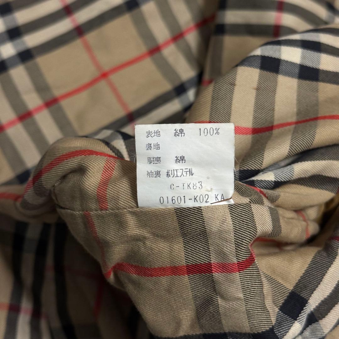 美品　バーバリーズ　ステンカラーコート　M位　チェック　カーキ　玉虫色　ベルト付