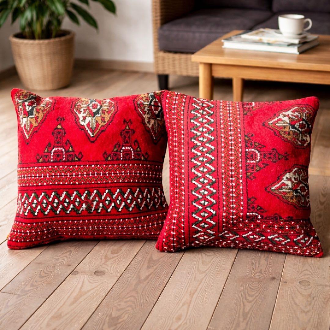 トルコ ヴィンテージラグ クッションカバー 2枚セット
