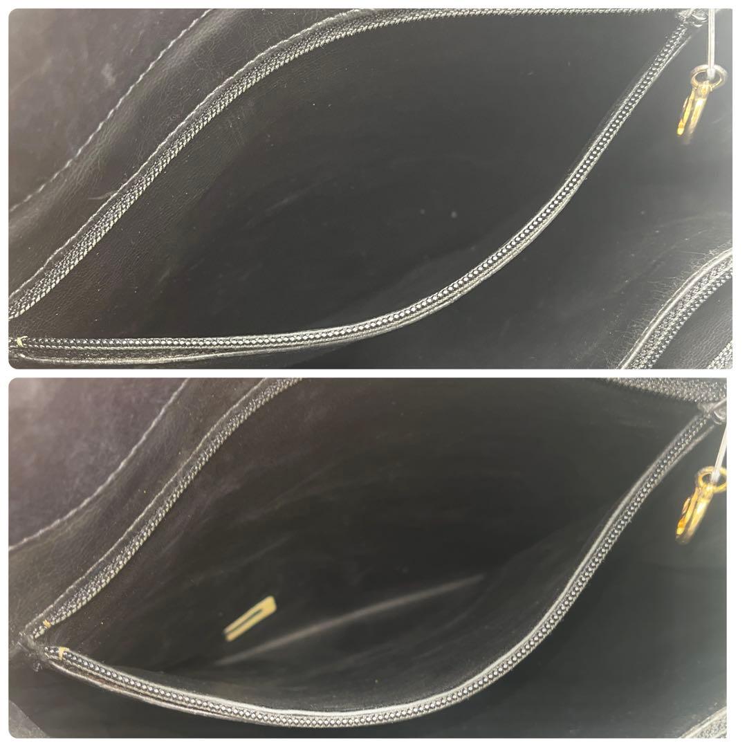 シャネル　チェーンショルダー　ラムスキン　ブイステッチ　ブラック　トートバッグ