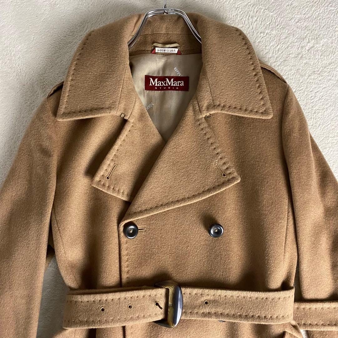 【極美品☆高級】マックスマーラ ロングコート ダブル ベルト ベージュ XXL