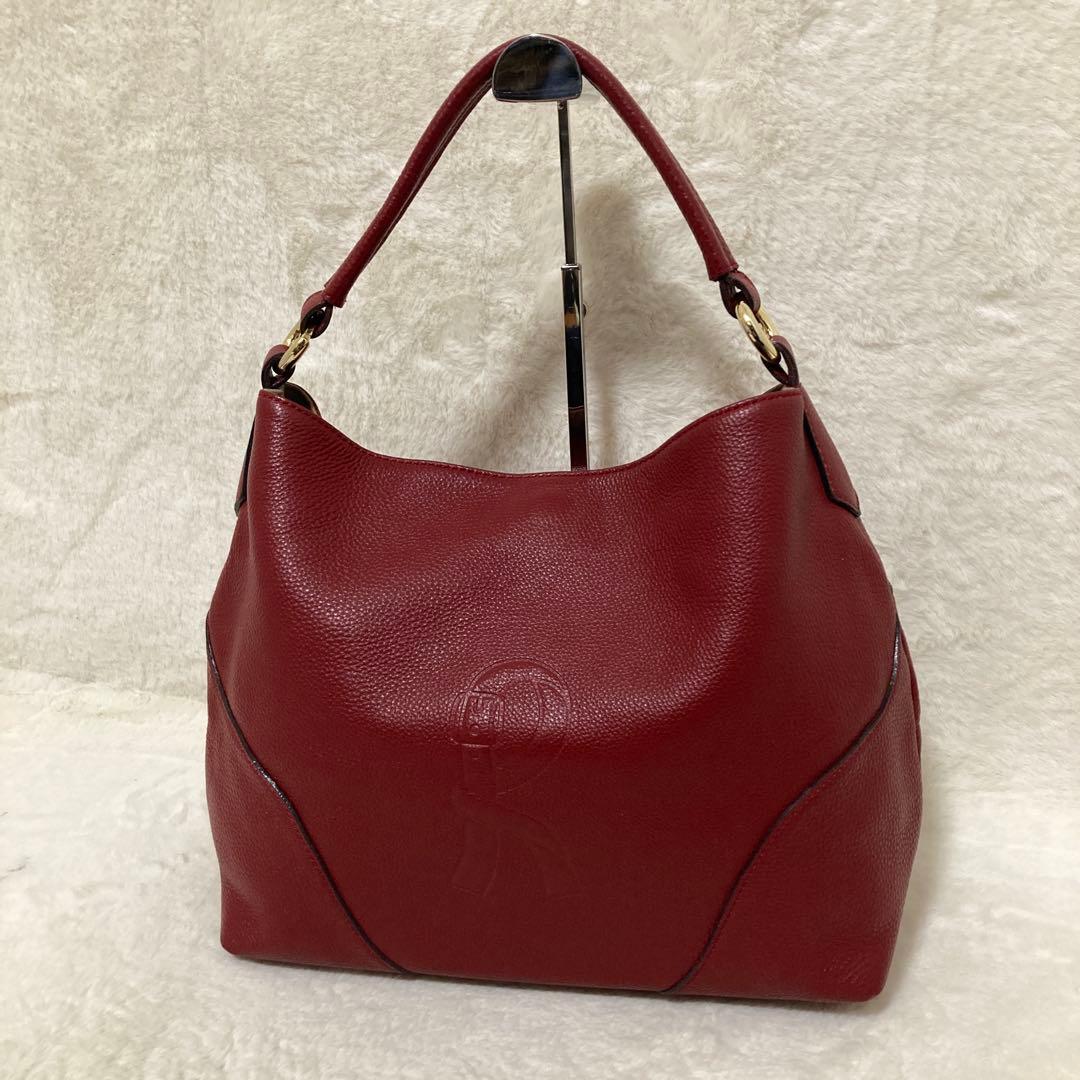 美品 ロベルタディカメリーノ ショルダーバッグ　レーネ レッド ロゴ トート