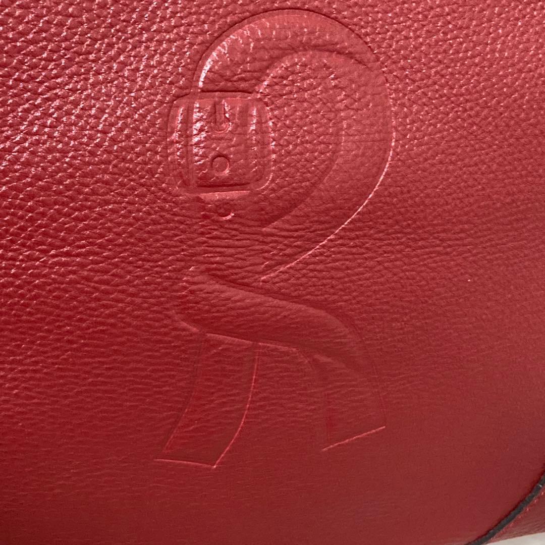 美品 ロベルタディカメリーノ ショルダーバッグ　レーネ レッド ロゴ トート