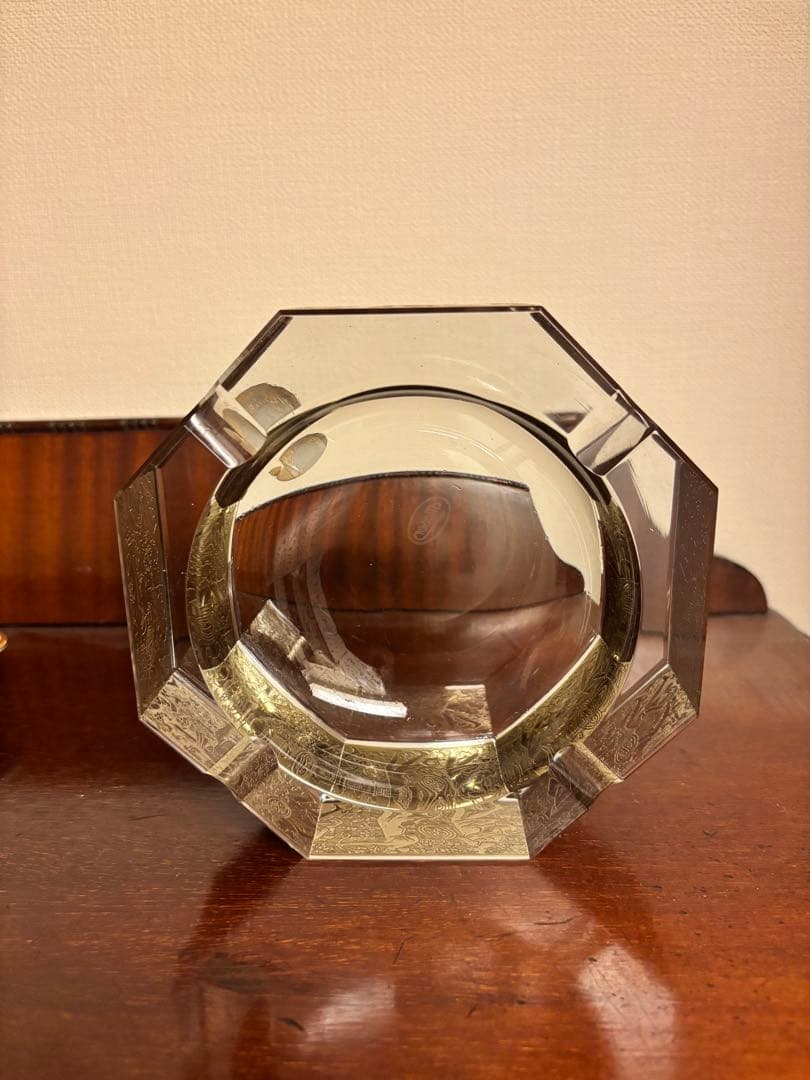 Moser オクタゴナルガラス灰皿　金彩　モーゼル