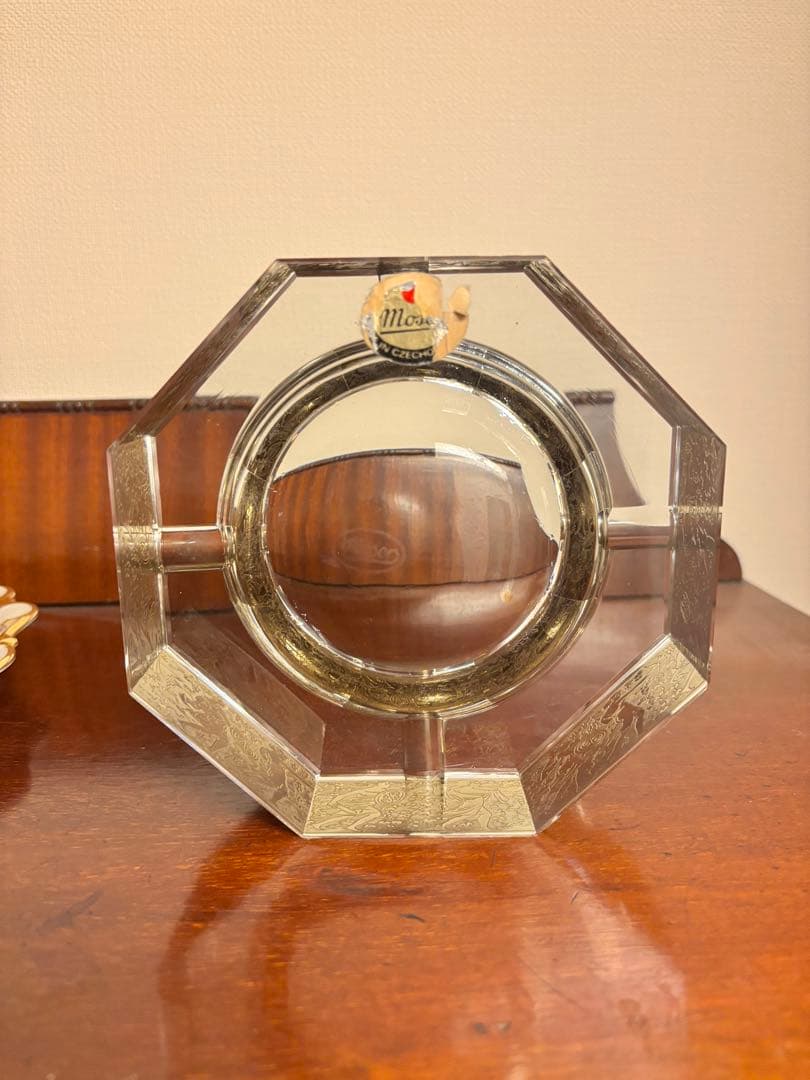 Moser オクタゴナルガラス灰皿　金彩　モーゼル