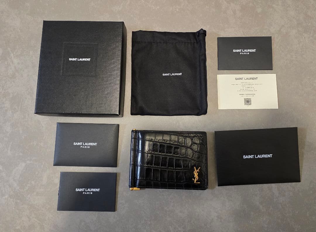 K*I様 SAINT LAURENT 財布 マネークリップ型 クロコ
