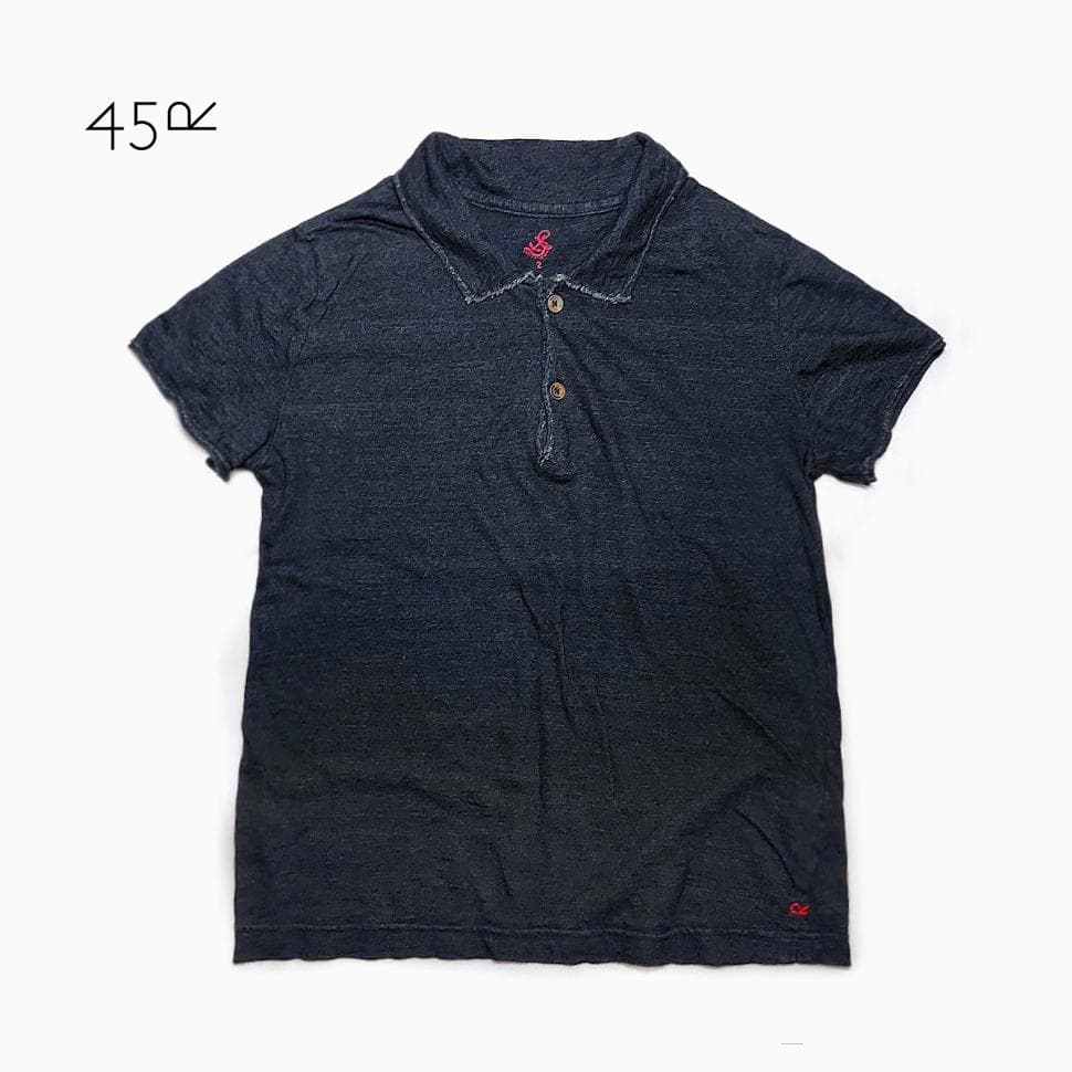 45R✨45rpm 度詰天竺の908 インディゴ 藍染 R刺繍 ポロシャツ