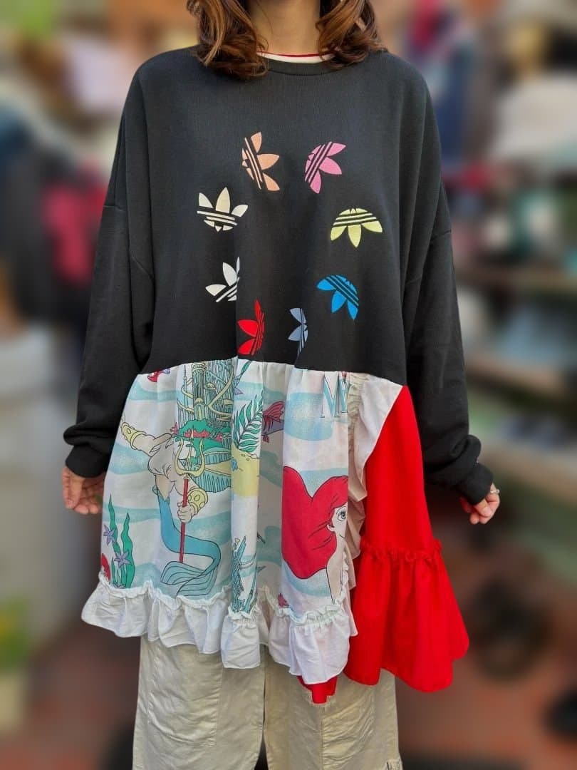 専用❦✨古着リメイク　リメイクワンピース　リメイクスウェット　アリエル