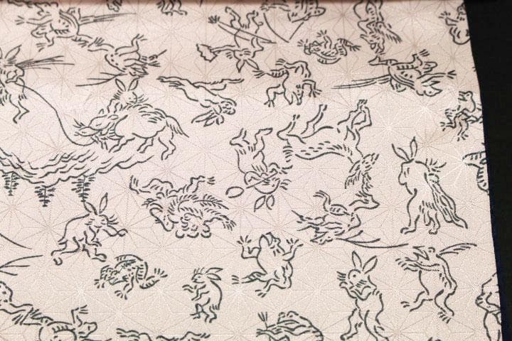 鳥獣戯画　NO1 　市田ひろみ　化繊　ポリエステル　洗える　長襦袢　反物