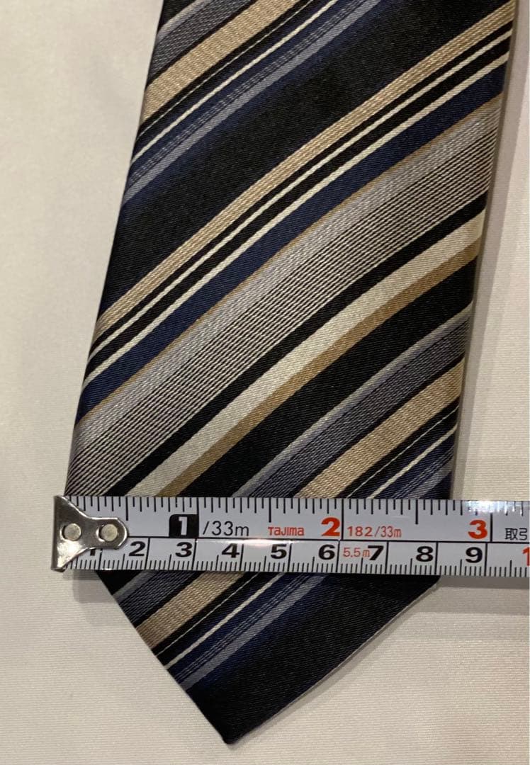 【美品】Paul Smith ポールスミス ネイビー×ゴールドストライプネクタイ