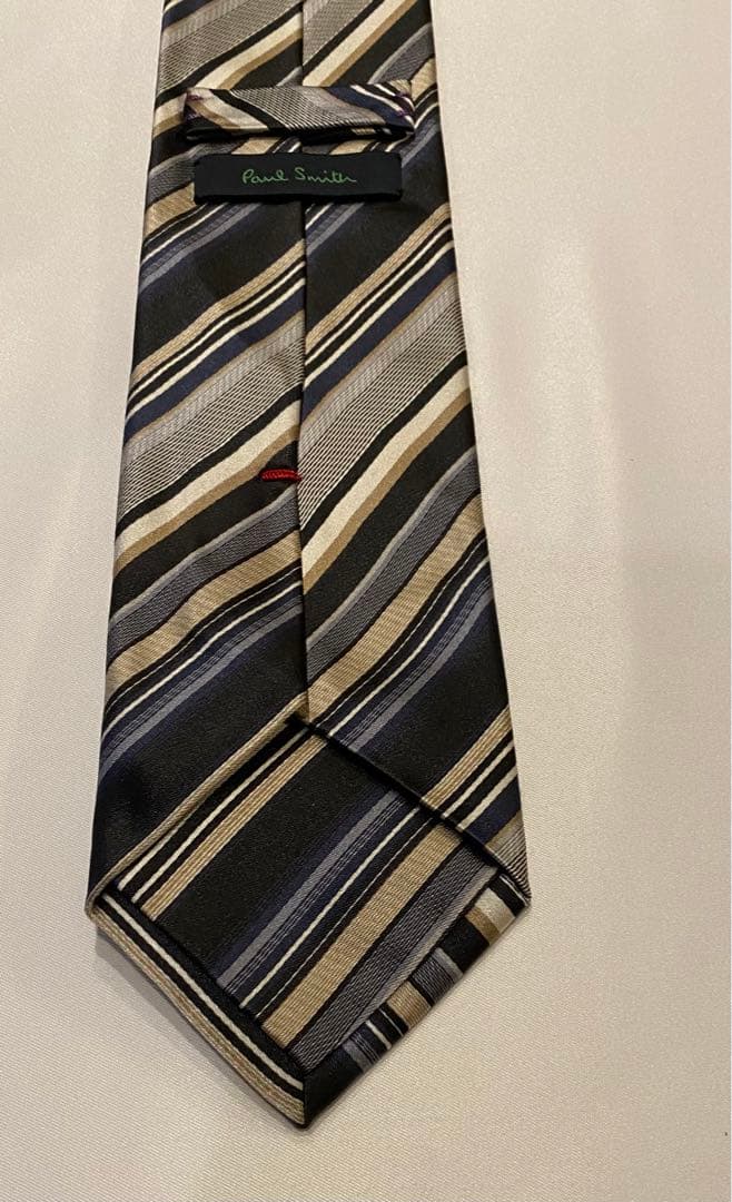 【美品】Paul Smith ポールスミス ネイビー×ゴールドストライプネクタイ