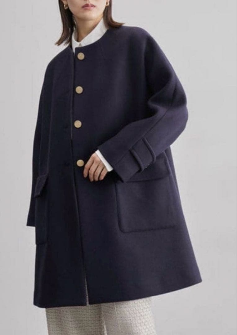 最終価格◇ROPE 2wayエコファー付け襟 メルトン Aライン ミドルコート