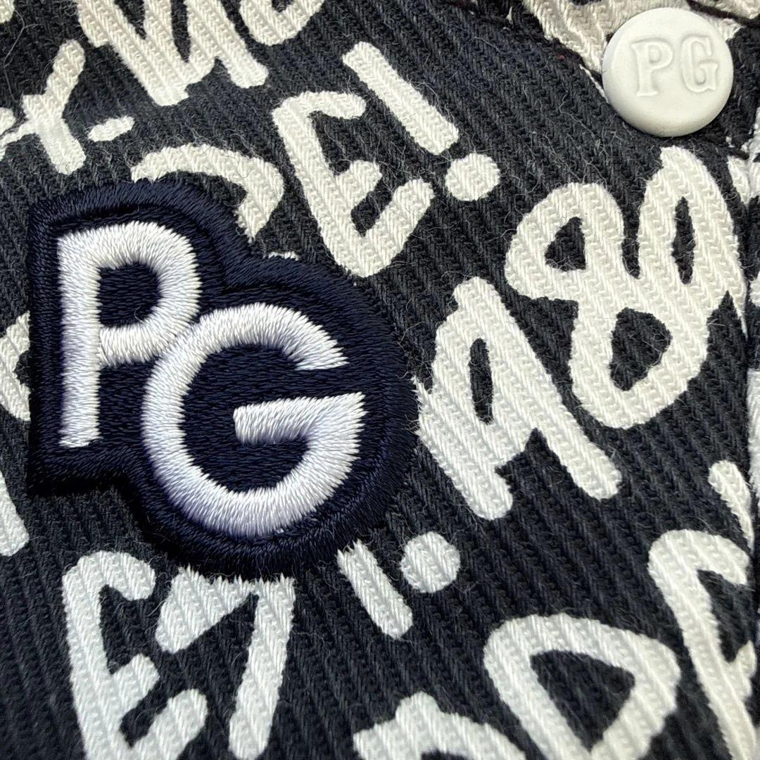 防寒　蓄熱　裏地付き　パーリーゲイツ　パンツ　総柄　S〜M相当　紺　白　ネイビー