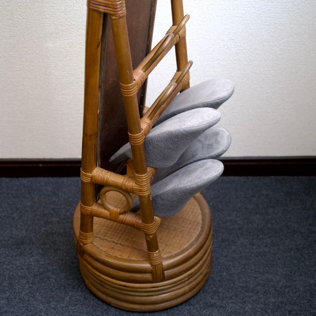 籐 ラタンフレーム 回転式 スタンドミラー 姿見鏡 全身鏡 回転鏡 回転ミラー