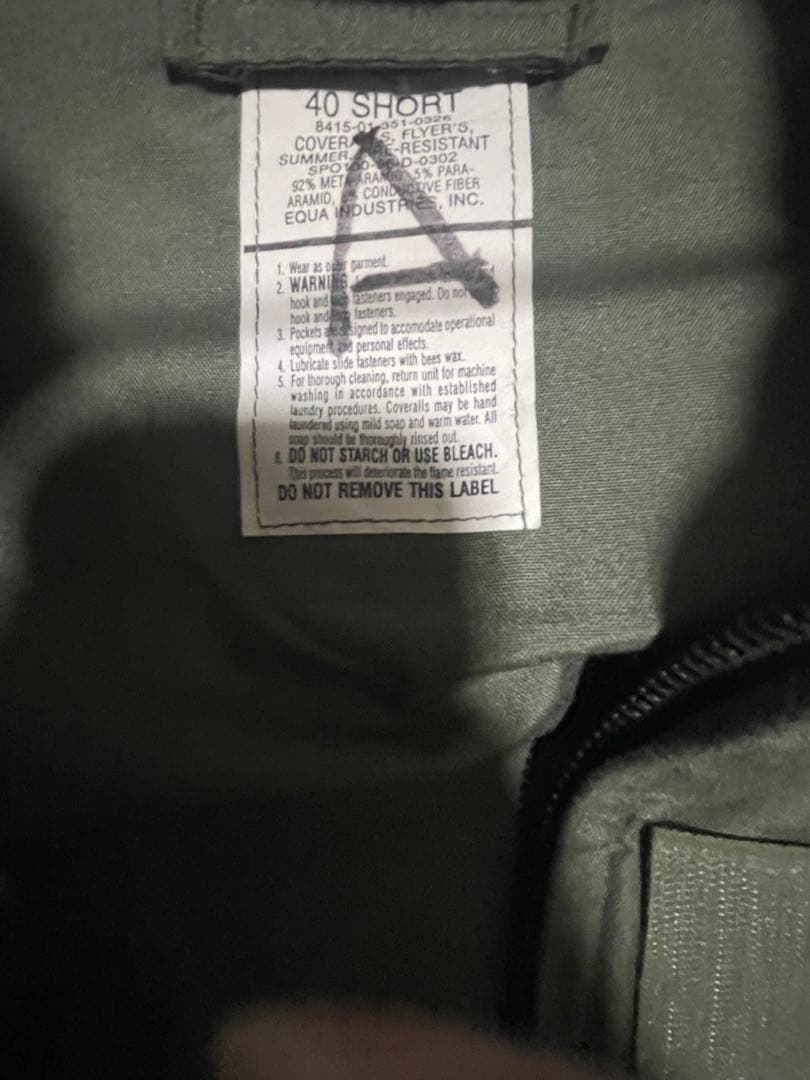 未使用　米軍放出品 米軍実物 フライトスーツ(CWU-27/P)40SHORT②