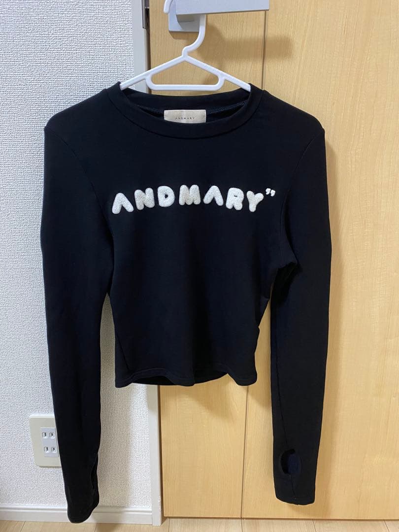 andmary Mary logo tops black アンドマリー