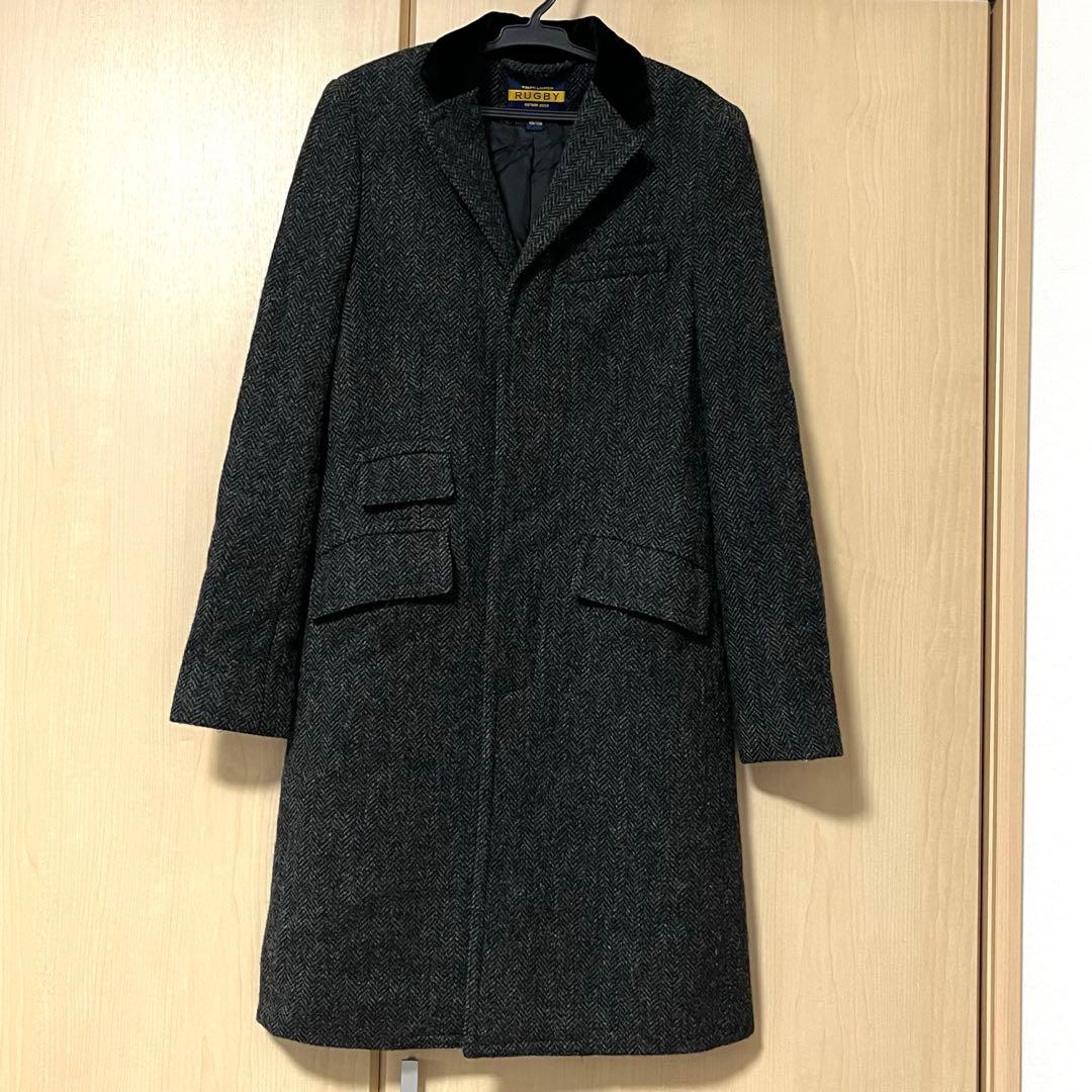 美品 ポロラルフローレンラグビー ロングウールコート グレー 150
