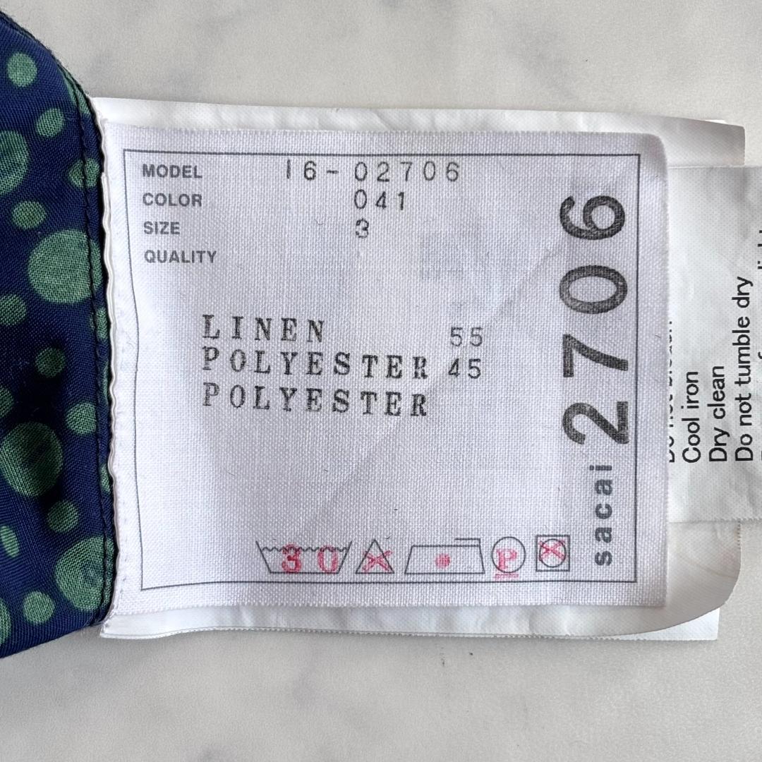 サカイ リネン 切替 半袖カットソー ネイビー サイズ3 ub9