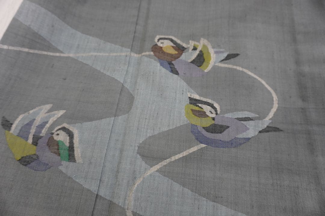 b*r様 オシドリ柄紬の付下げ（単衣仕立て）