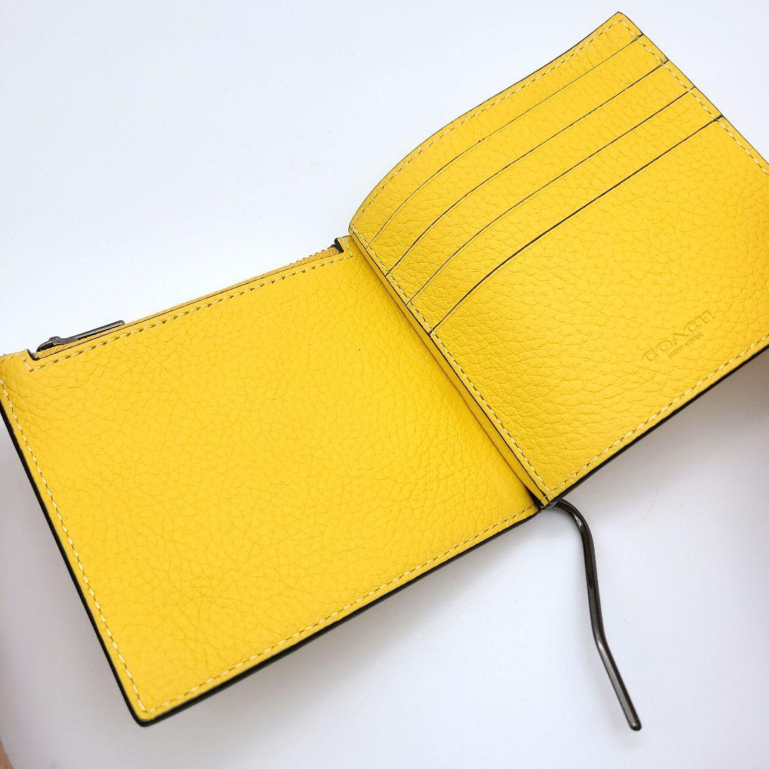 COACH マネークリップ 新品 カナリー 新作 レザー メンズ 黄色