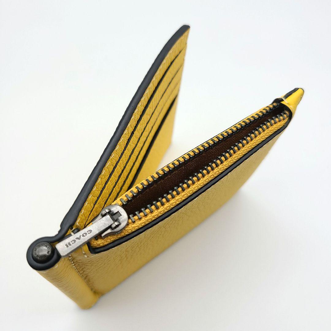 COACH マネークリップ 新品 カナリー 新作 レザー メンズ 黄色