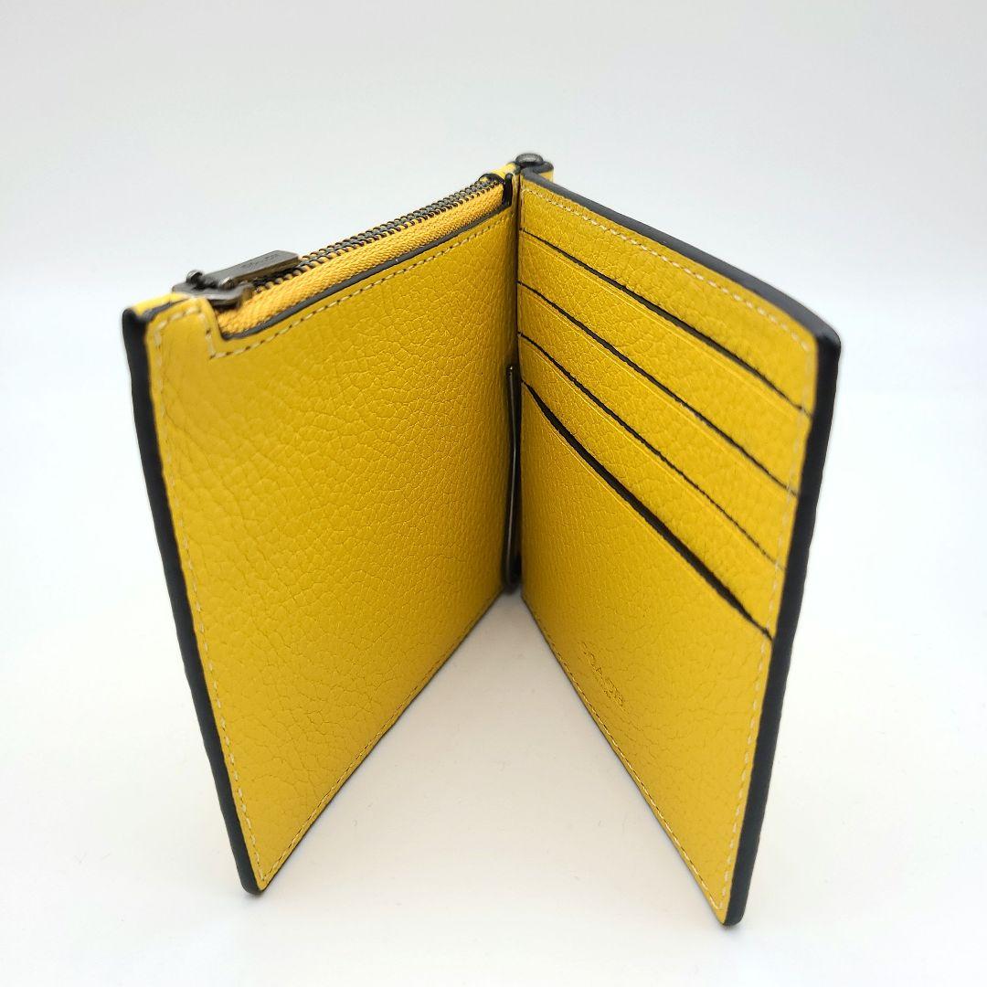 COACH マネークリップ 新品 カナリー 新作 レザー メンズ 黄色