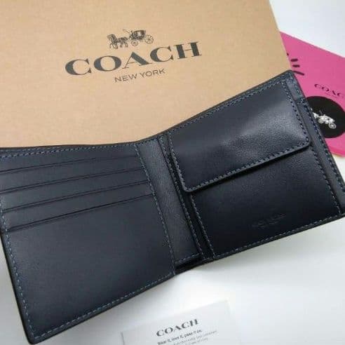 新品　COACH　折り財布　2つ折り財布　メンズ　小銭入れ付き