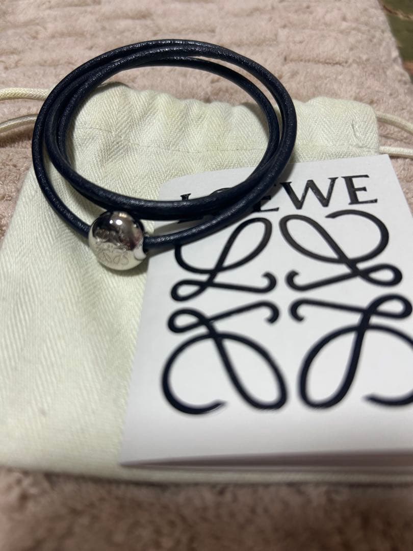 『ロエベ』　ペプルブレスレット　ブラック✖️シルバー