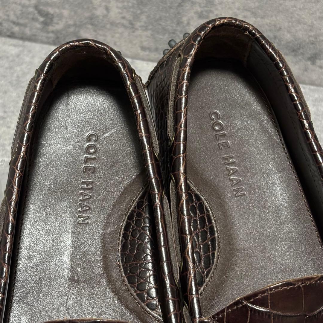 極美品　コールハーン　ドライビングシューズ クロコ型押し　ブラウン　1997