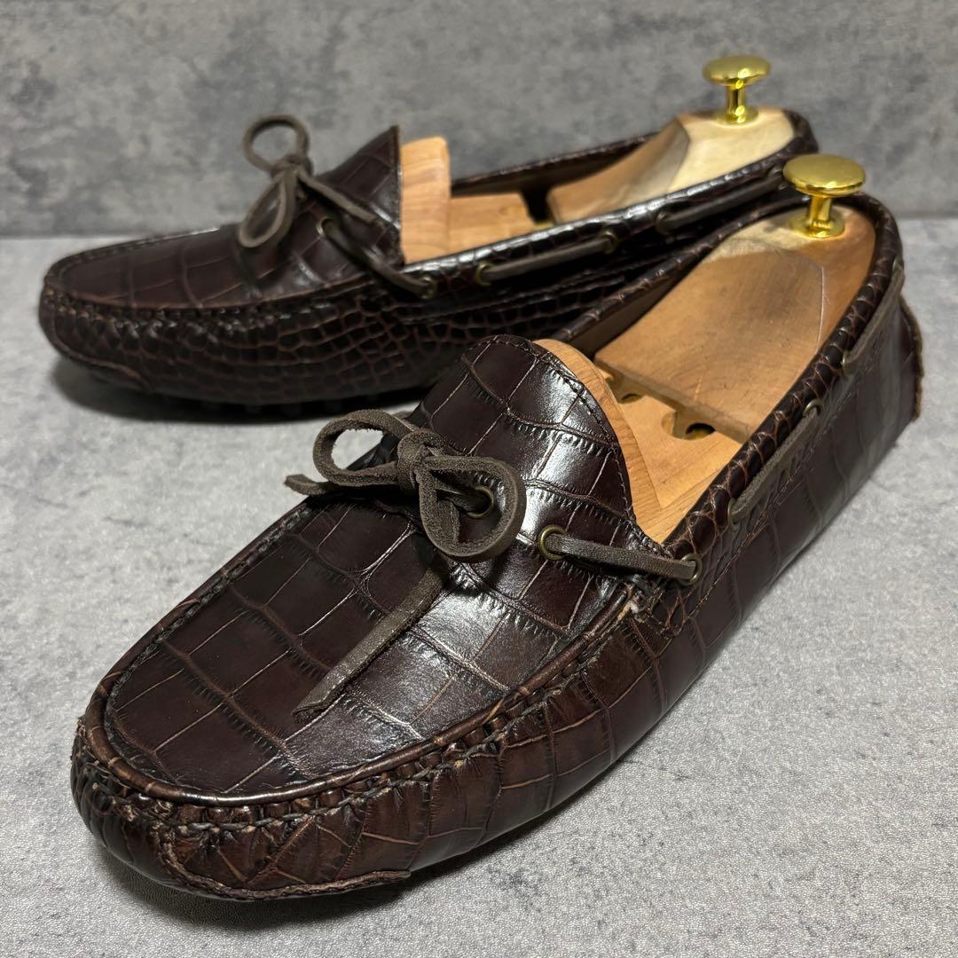 極美品　コールハーン　ドライビングシューズ クロコ型押し　ブラウン　1997