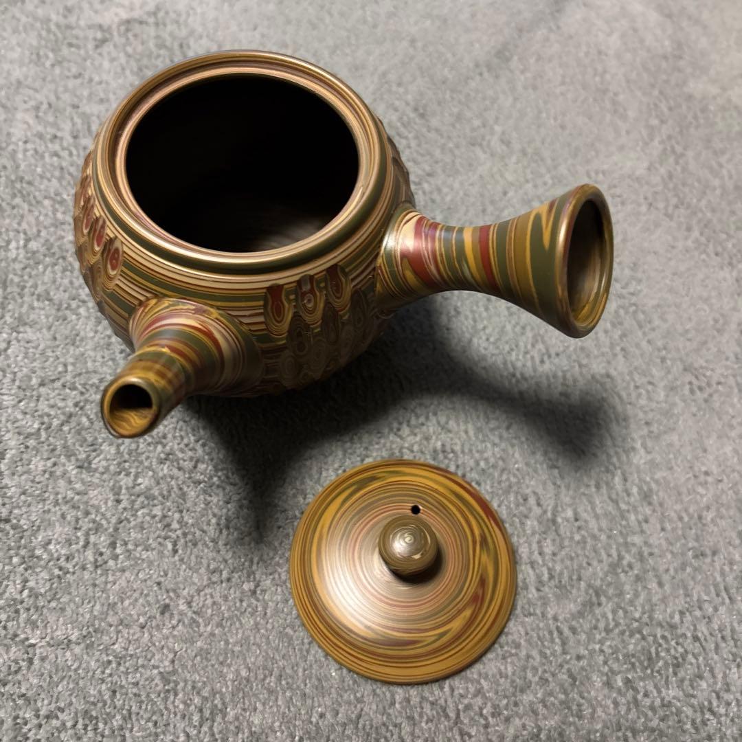 常滑焼　練込網目カット文急須　2個セット　小西友仙作