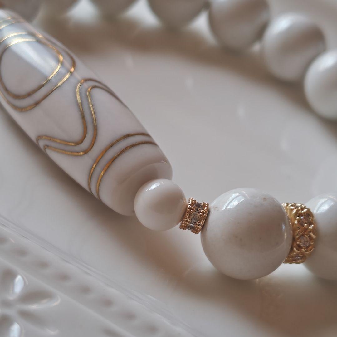 新作　息増懐天珠　ホワイトアラシャン