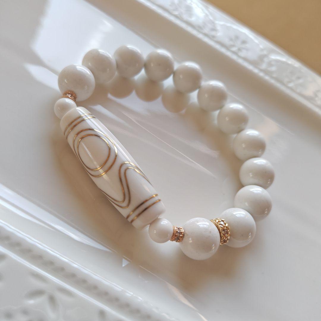 新作　息増懐天珠　ホワイトアラシャン