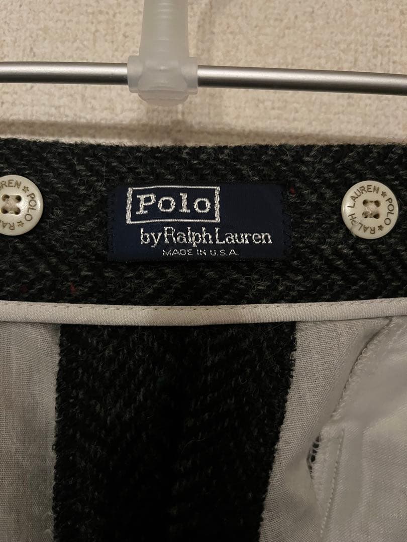 ラルフローレン　ウールスラックス　ブラック×グレーツイード　80s USA製