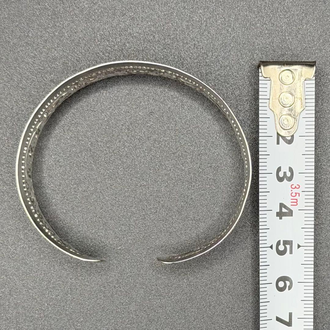 【ガトーショコラ】シルバー925 花柄カフバングル