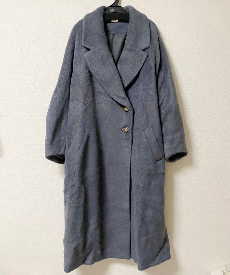 SNIDEL スナイデル シャギーロングコート　チャコールグレー