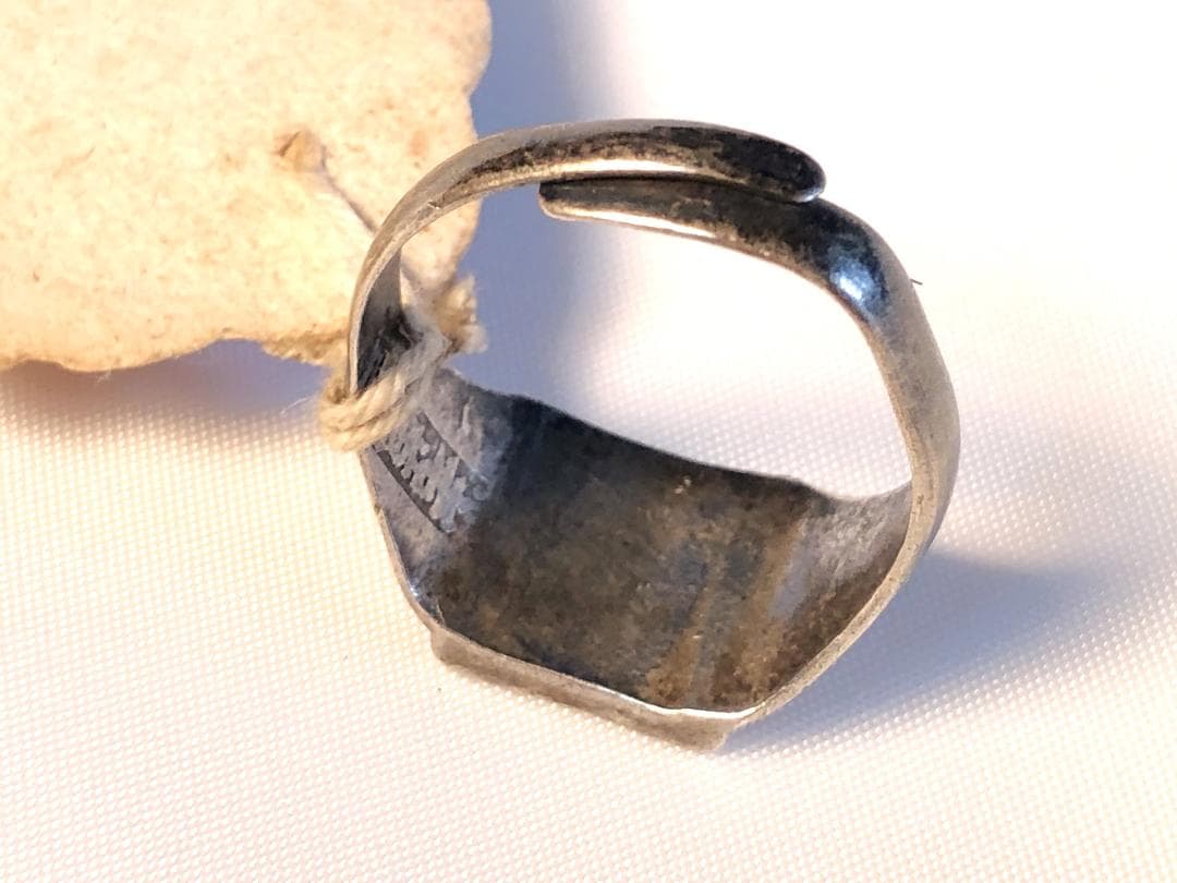 【 清朝シルバーリング 】　老銀戒指　双喜　古玩骨董　サイズフリー