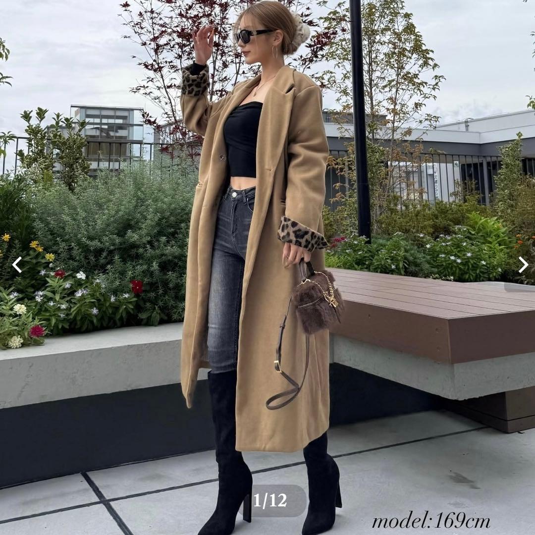 リケーナ 袖レオパード ロングコート