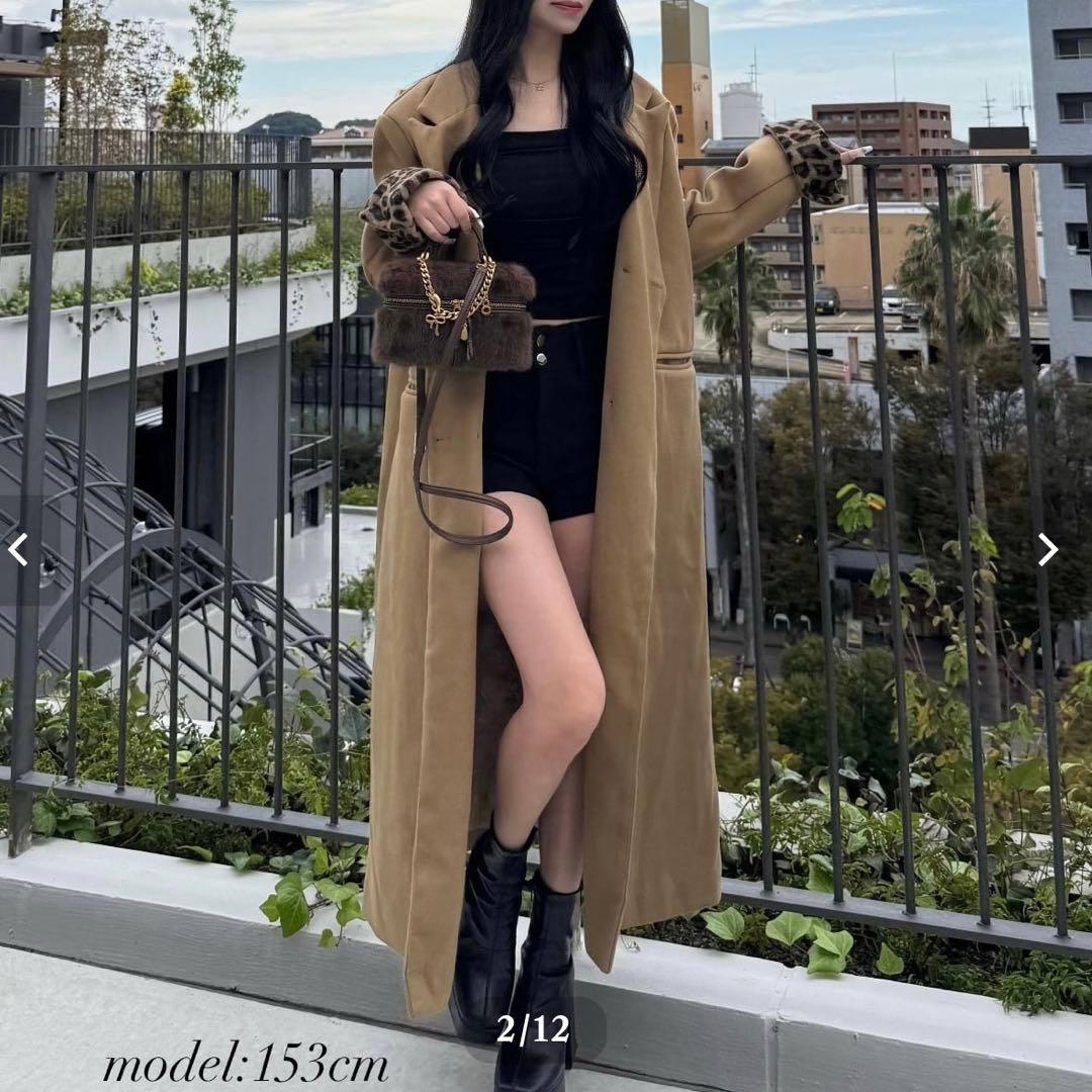 リケーナ 袖レオパード ロングコート