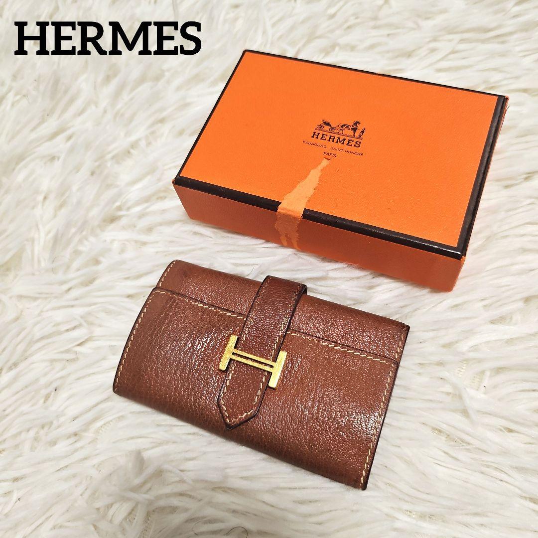 専用 HERMES ベアン キーケース ブラウン 金 ４連 箱付き