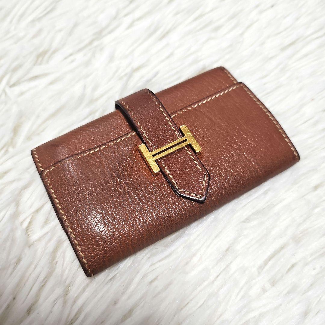 専用 HERMES ベアン キーケース ブラウン 金 ４連 箱付き